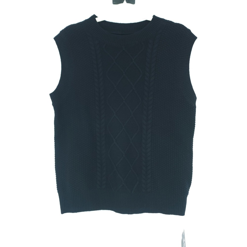 Chanyarn Womens Luxury Old Money 100% Extra Fine Merino Wool Cableknit Vest LG